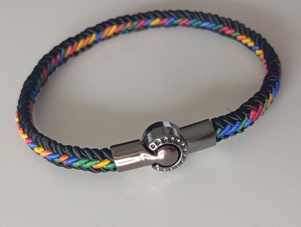 Brazalete Tejido Multicolor con Cierre en Plata